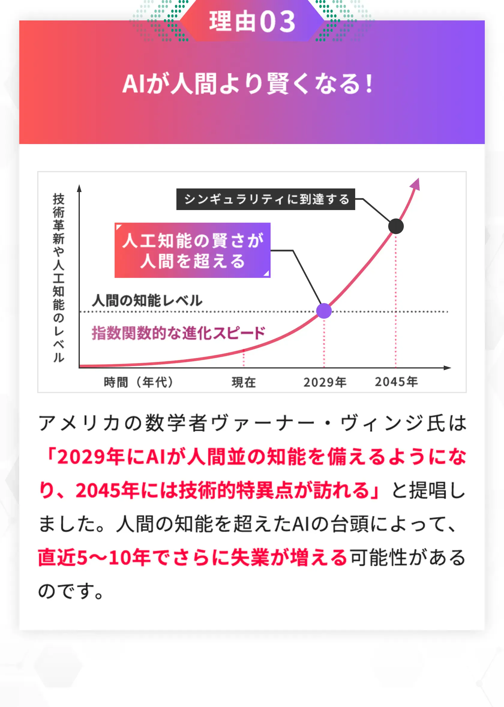 理由03、AIが人間より賢くなる
